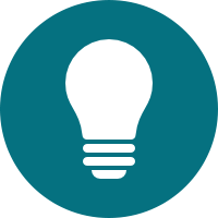 White icon of a lightbulb