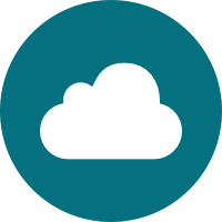 White icon of a solid cloud